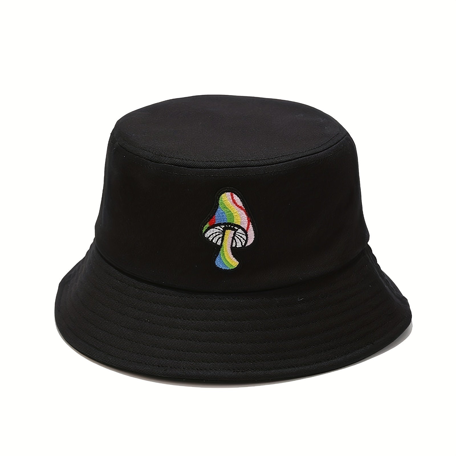 Mushroom Embroidery Bucket Hat Breathable Fisherman Cap