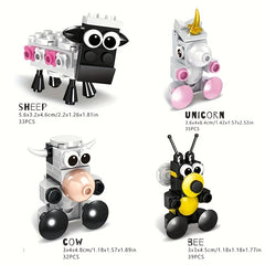 10pcs Animal Building Block Set - Parrots, Penguins, Sheep, Cows, Puppies