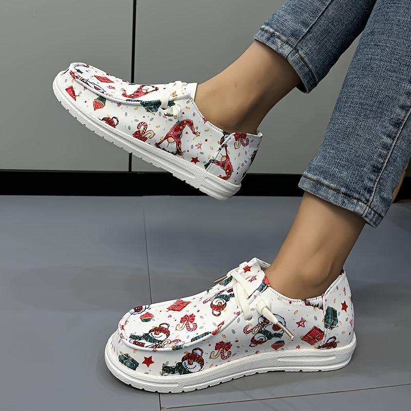 Women's Christmas Style Canvas Shoes Round Toe Non slip Flats