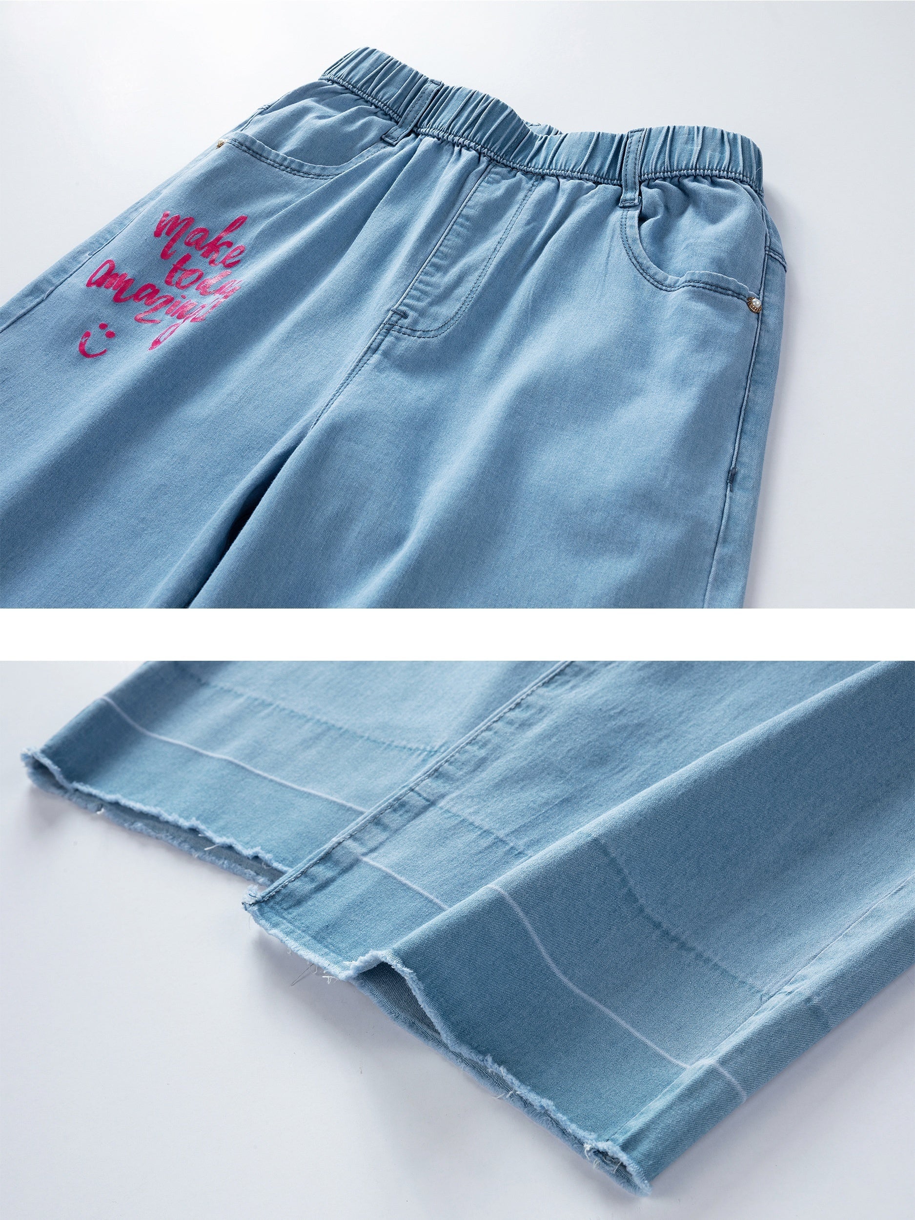 Girl's Summer Casual Loose Fit Jeans Pants
