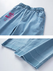 Girl's Summer Casual Loose Fit Jeans Pants