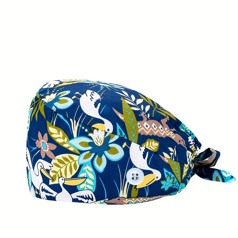 Adjustable Women's Cartoon Print Work Cap Nurse Scrub Hat