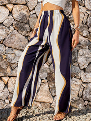 Abstract Ripple Print Wide Leg Pants