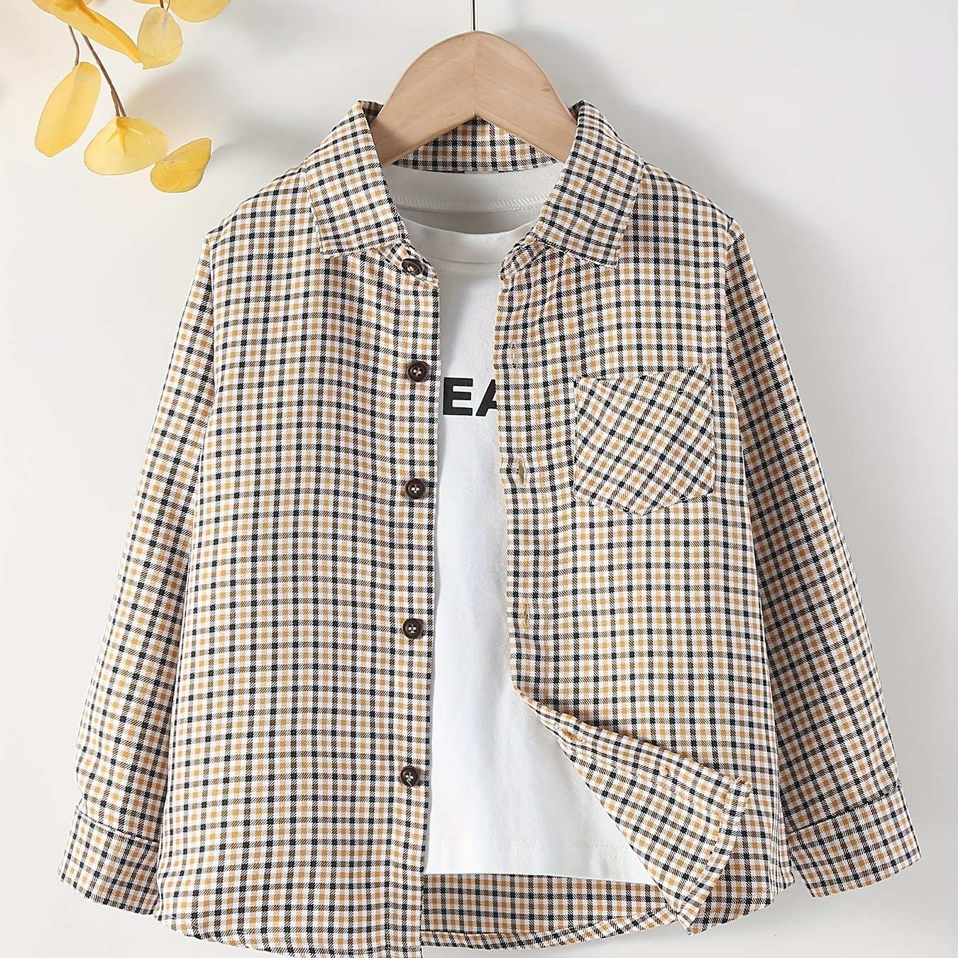 Boys Long Sleeve Plaid Shirt Casual Cotton Spring Autumn