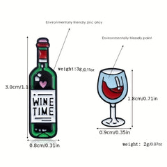 Colorful Enamel Wine Bottle Or Wine Cup Alloy Pin Brooch