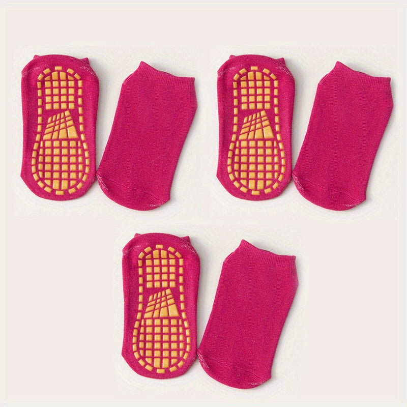 3Pairs Non-slip Sports Socks for Kids, Boys, Girls - Yoga Floor Warmers