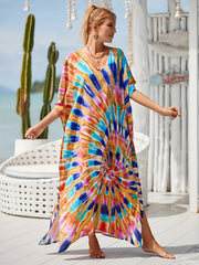Boho Cover Up Women's Plus Allover Print Batwing Sleeve