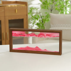 15-Inch Pink 3D Sand Art Hourglass with High Glass Art and Wooden Frame