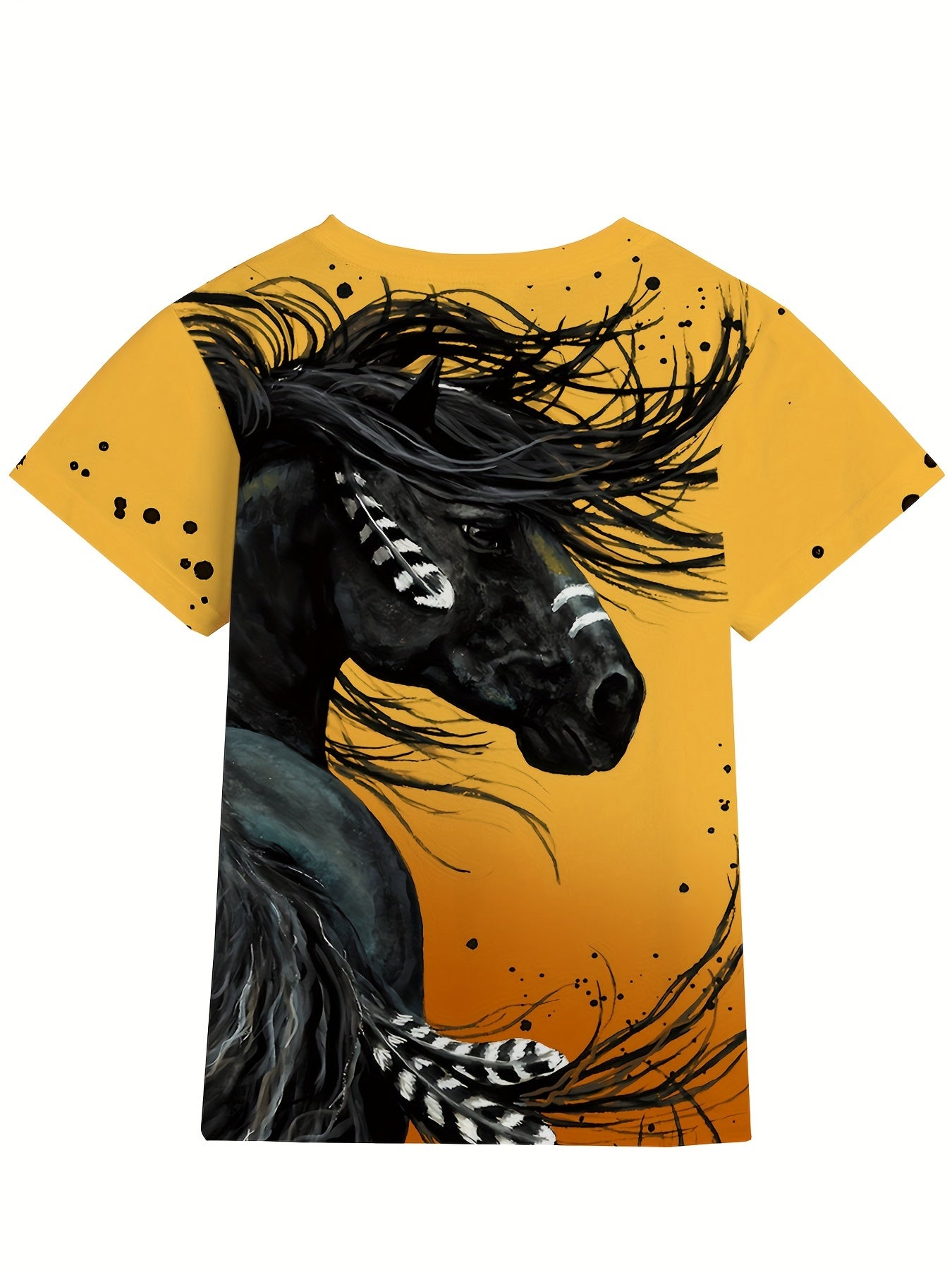 Girls Boys Horse Print Short Sleeve T-Shirt Summer Sports