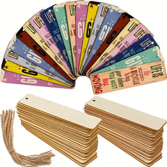 100pcs Wooden Blank Bookmark DIY Wooden Craft Unfinished Wooden Tag List Rectang