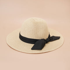 Summer Straw Hat Travel Beach Hat Bow Sun Hat UV Protection