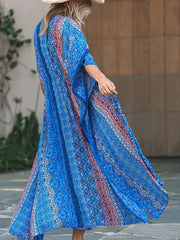 Chiffon Blouse Long Sleeve Rash Guard V Neck Split Beachwear Cover Up