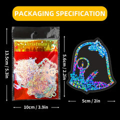 50pcs Laser Merry Christmas Stickers Bright Holographic PET Streamer Stickers
