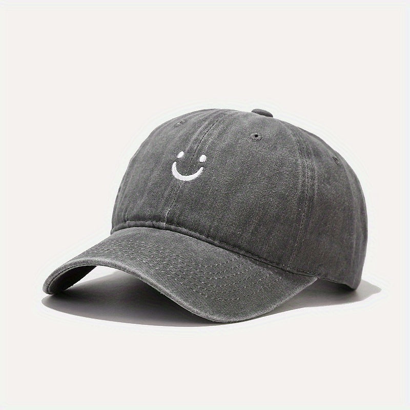 Smile Face Embroidered Adjustable Baseball Cap for Outdoor Sport