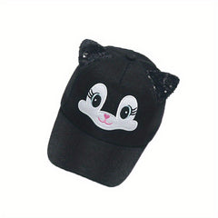 Girls Cat Sequin Eyes Baseball Cap Lightweight Sun Hat