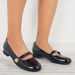 Women's Low Heel Mary Jane Patent Leather Shoes