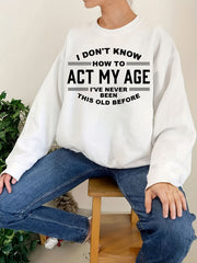 Letter Print Sweatshirt Crew Neck Long Sleeve Casual Women's Clothing