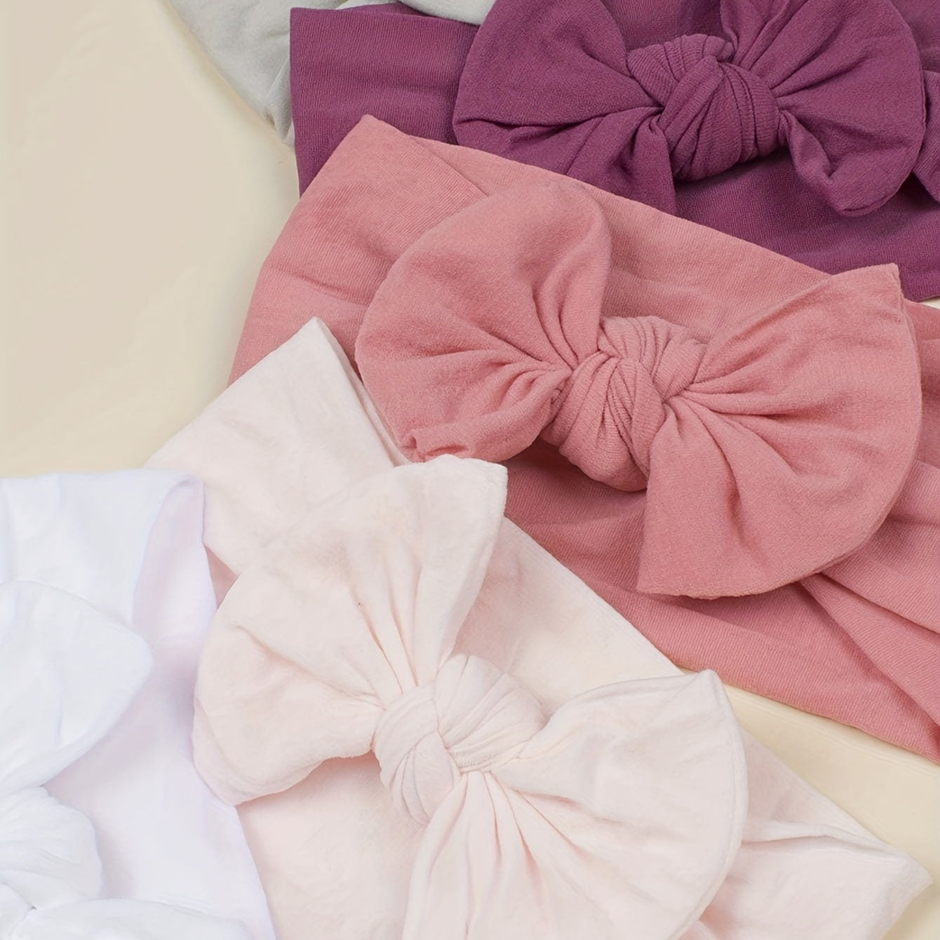 5pcs Soft Nylon Bow Elastic Headband Hair Accessories for Baby Girls