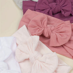 5pcs Soft Nylon Bow Elastic Headband Hair Accessories for Baby Girls