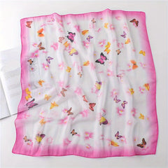 Butterfly Printed Square Scarf Silk Thin Headband Breathable Hair Wrap