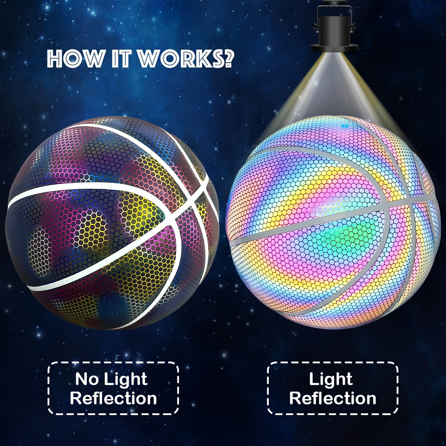 No 7 Reflective PU Basketball for Competition and Training