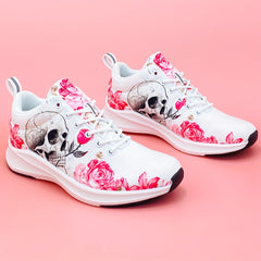 Skull & Rose Pattern Lightweight Sneakers