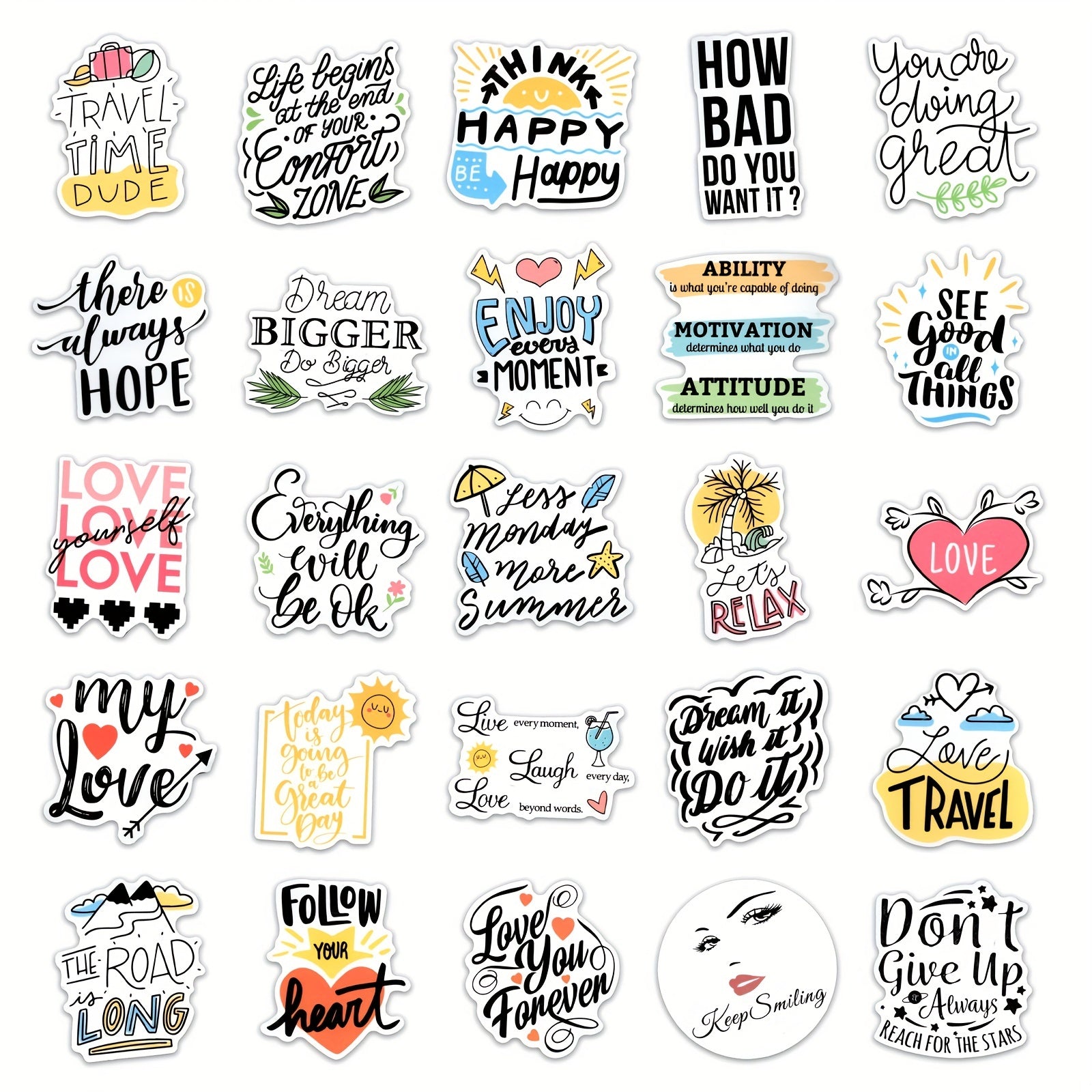 50pcs Inspirational Scrapbook Stickers Motivational Class Stickers