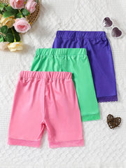 Girl's 3-Pack Sports Shorts with Lace Fringes