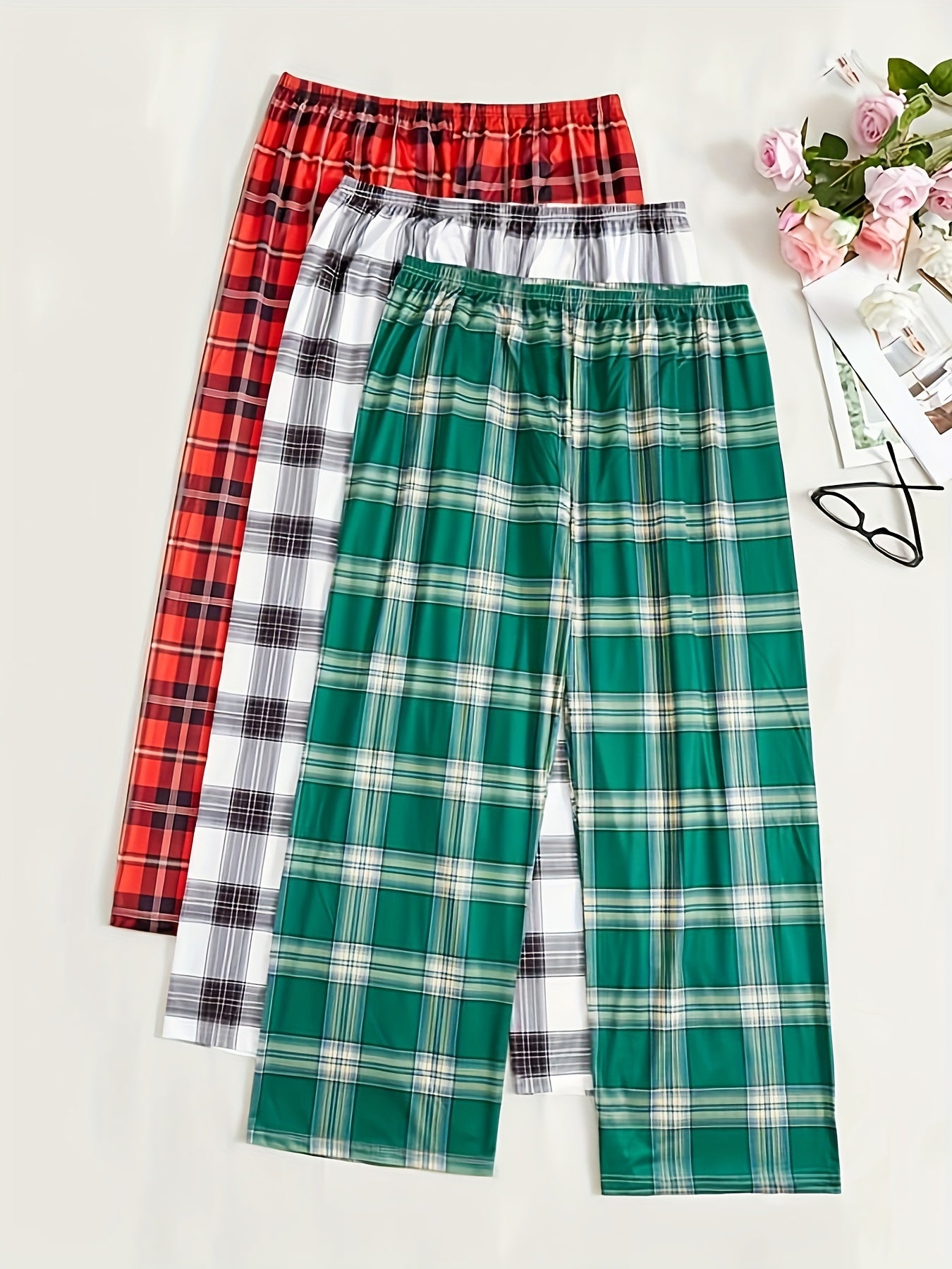 Cozy Plaid Print Sleep Bottoms for Women