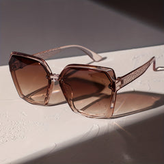 Butterfly Shaped Sunglasses Gradient Lens Engraved Temple