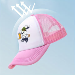 Beer Rabbit Print Baseball Cap Kpop Pink Block Trucker Hat Mesh Sunshade Dad Hat