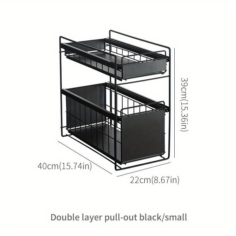 Under Sink Organizer Kitchen 3 Tier Spice Basket Cabinet Organizer Stackable