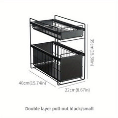 Under Sink Organizer Kitchen 3 Tier Spice Basket Cabinet Organizer Stackable