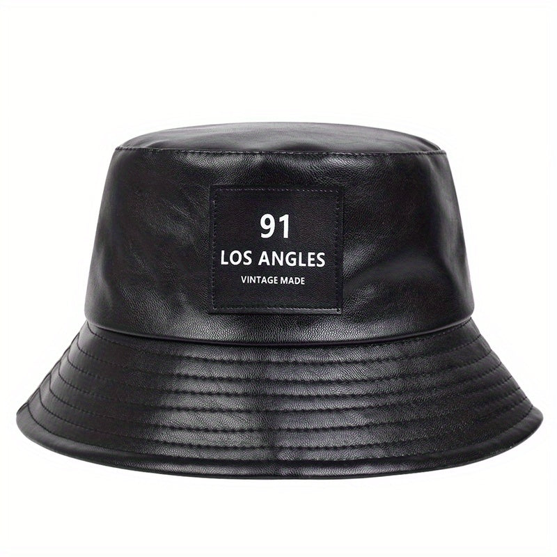 Men's LOS ANGLES PU Leather Bucket Hat