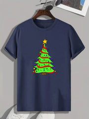 Christmas Tree Print Men's Graphic Tee Casual T-shirt