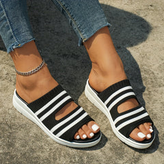 Striped Pattern Slippers Thick Bottom Sandals