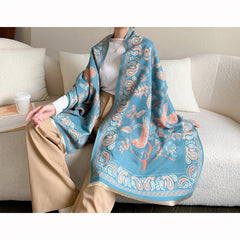Cashmere Shawl Poncho Bird Pattern Winter Women Shawl Wrap Long
