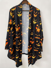 Halloween Pumpkin Face Print Cardigan