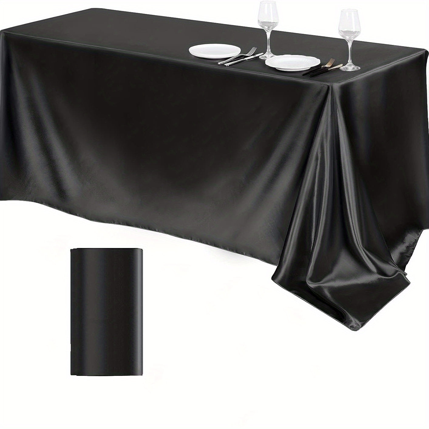 Satin Solid Tablecloth Rectangular Bright Silk Smooth Table Cover