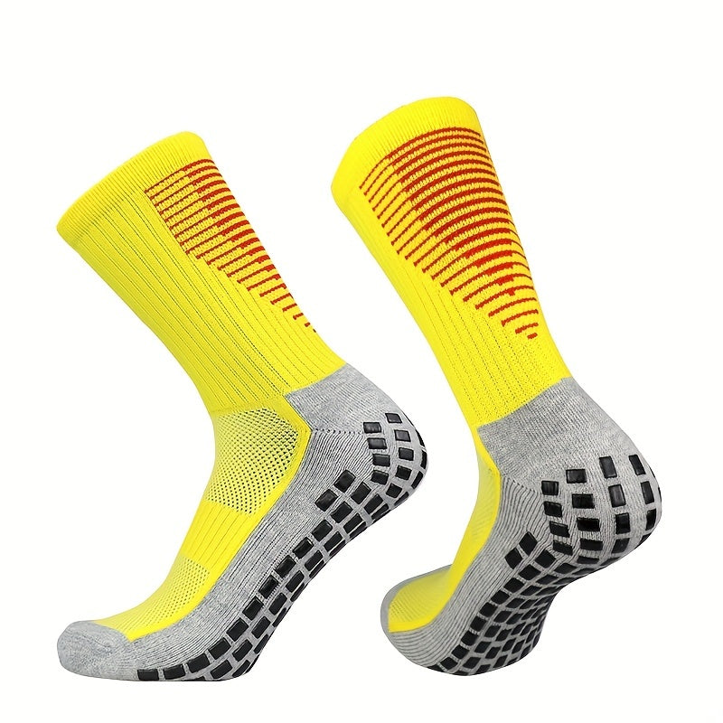 Anti Slip Silicone Bottom Mid Calf Athletic Socks For Football