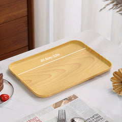 Wood Grain Rectangular Serving Platter Raised Edge Display Platter