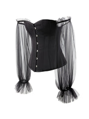 Satin Lace Up Corset Top Renaissance Floral Bustier