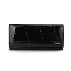 Women's Classic Bifold Wallet with Enamel Stone Pattern & Zip Pocket