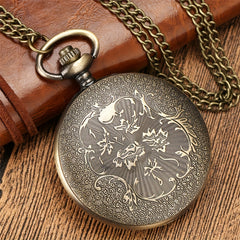 Vintage Bronze Hollow Out Motorcycle Pocket Watch