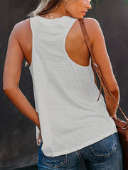 Guipure Lace Trim Tank Top V Neck Sleeveless Summer Top