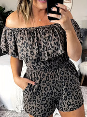 Sexy Leopard Print Romper with Ruffle Trim