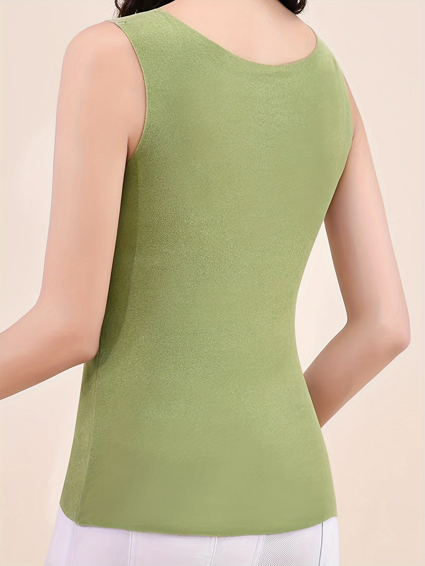 2pcs Seamless Thermal Underwear Soft Crew Neck Sleeveless Top Women's Lingerie
