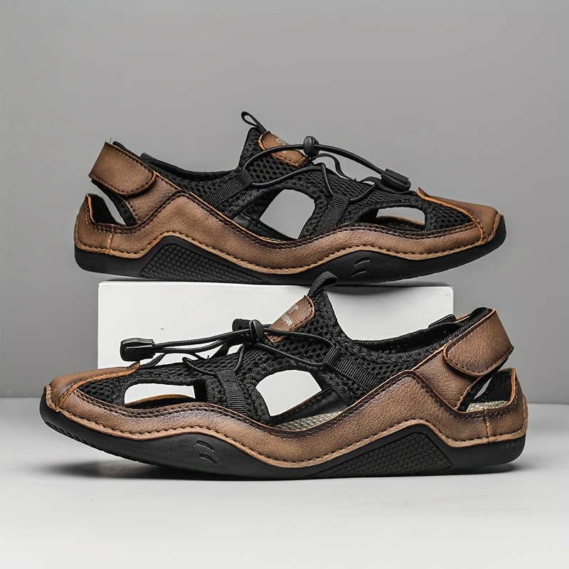 Men's Breathable Mesh Sandals w/ Draw String & Velcro Outdoor Walking Shoes