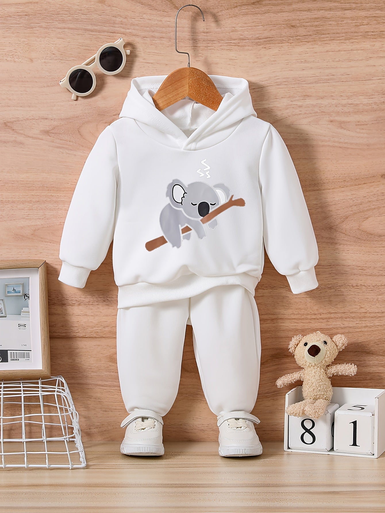 Kids Cartoon Print Outfit Baby Sweatshirt Trousers Set