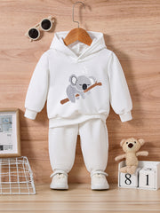 Kids Cartoon Print Outfit Baby Sweatshirt Trousers Set